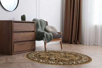 Alfa Carpets, Kusový koberec TEHERAN T-117 beige kruh, 160x160 (priemer) kruh, béžová, chodba / predsieň
