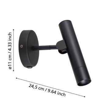 Almudaina LED nástenné svietidlo, čierna Šírka 11 cm, oceľ