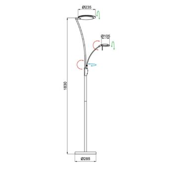 Aluminor Kitel 89 LED stojacia lampa s LED svetlom na čítanie