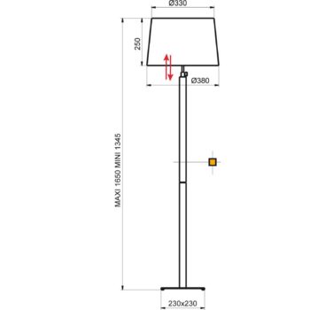 Aluminor Quatro Up stojaca lampa sivý dub/chróm