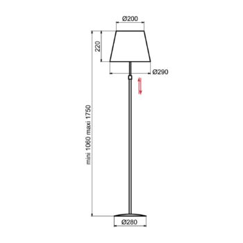 Aluminor Store stojaca lampa, hliník/čierna