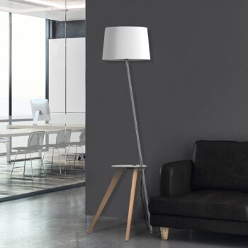 Aluminor Trio stojaca lampa odkladací priestor USB