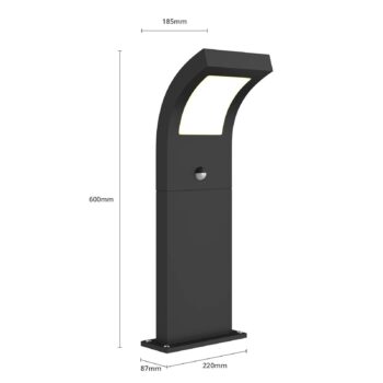 Arcchio Advik chodníkové LED svetlo, 60 cm, antracit, senzor, IP54