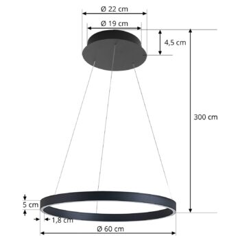 Arcchio Answin LED závesné svietidlo 52,8 W čierne