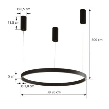 Arcchio Answin LED závesné svietidlo 70,4 W čierne