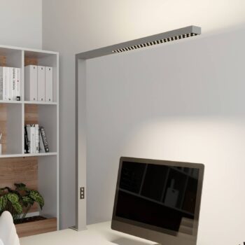 Arcchio LED kancelárska lampa Jolinda, strieborná, kovová, stmievateľná