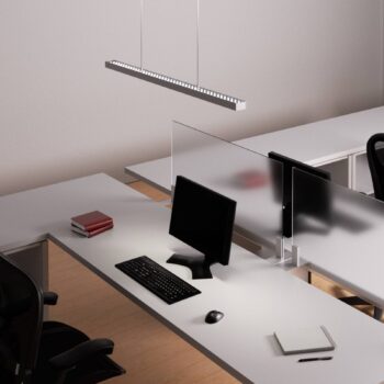 Arcchio LED kancelárske závesné svietidlo Jolinda, strieborné, 118 cm, hore/dole