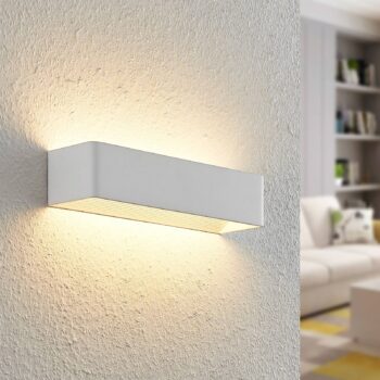 Arcchio LED nástenné svetlo Karam, 37 cm, biela, kov, hore/dole
