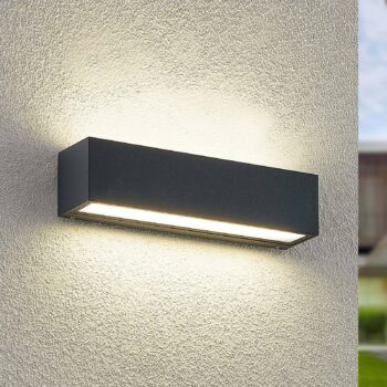 Arcchio LED nástenné svetlo Lengo, 25 cm, antracit, hore/dole, CCT