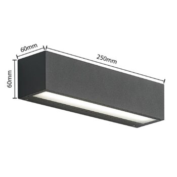 Arcchio LED nástenné svetlo Lengo, 25 cm, antracitová, dole, CCT