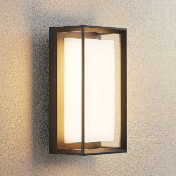 Arcchio LED nástenné svietidlo Ismera, antracit/opál, IP65, sklo