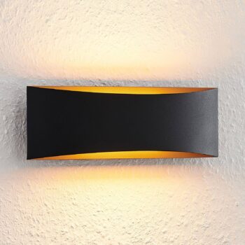 Arcchio LED nástenné svietidlo Jelle, 27 cm, čierna/zlatá, hore/dole