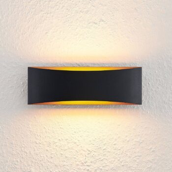 Arcchio LED nástenné svietidlo Jelle, 27 cm, čierna/zlatá, hore/dole