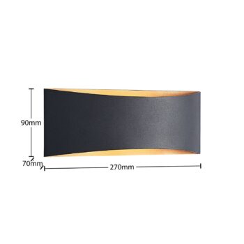 Arcchio LED nástenné svietidlo Jelle, 27 cm, čierna/zlatá, hore/dole
