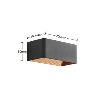 Arcchio LED nástenné svietidlo Karam, 20 cm, čierne, kov, hore/dole