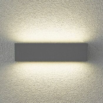 Arcchio LED nástenné svietidlo Lengo, 25 cm, sivé, 2 svetlá, CCT