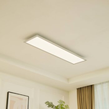 Arcchio LED panel Lyndra, 120 cm, strieborný, hliník, stmievateľný, CCT