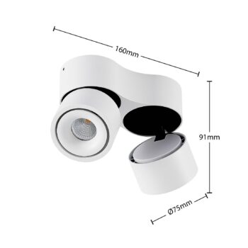 Arcchio LED stropné bodové svietidlo Rotari, biele, 2 svetlá, 1140lm
