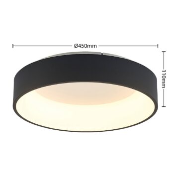 Arcchio LED stropné svietidlo Aleksi, Ø 45 cm, čierna, kov, CCT