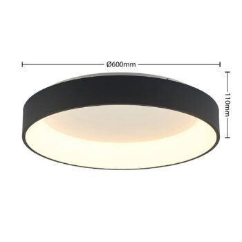 Arcchio LED stropné svietidlo Aleksi, Ø 60 cm, čierna, kov, CCT