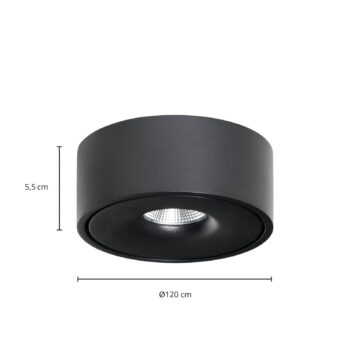 Arcchio LED stropné svietidlo Rotari, Ø 12 cm, hore & dole, čierne