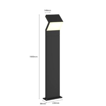 Arcchio LED svetlo na chodník Havin, antracitová farba, kov, 100 cm