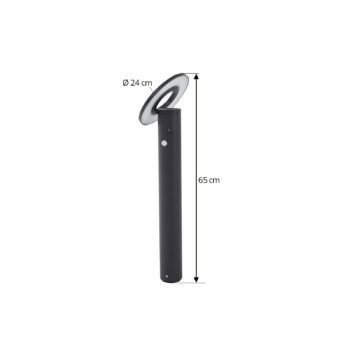 Arcchio LED svetlo na chodník Tovio, antracit,, Ø 24cm, senzor