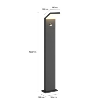 Arcchio LED svetlo na chodník Yolena, senzor, 100 cm, antracit