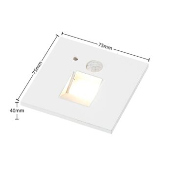 Arcchio LED vstavané svietidlo Neru, 7 cm, biele, hranaté, senzor