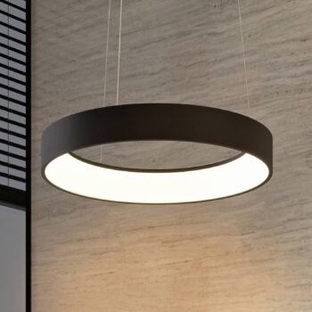 Arcchio LED závesná lampa Aleksi, Ø 60 cm, čierna, kov, CCT