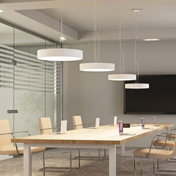 Arcchio LED závesná lampa Noabelle, Ø 60 cm, biela, kov