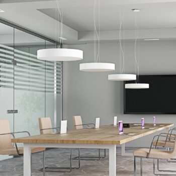 Arcchio LED závesná lampa Noabelle, Ø 60 cm, biela, kov