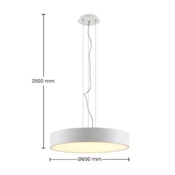 Arcchio LED závesná lampa Noabelle, Ø 60 cm, biela, kov