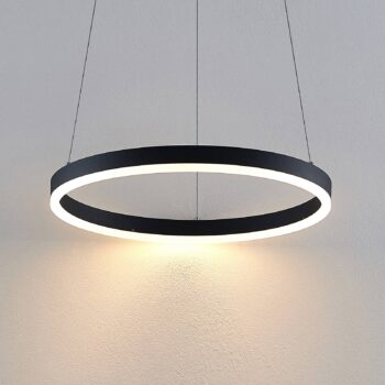 Arcchio LED závesné svetlo Albiona, čierne, 1 krúžok, Ø 40 cm