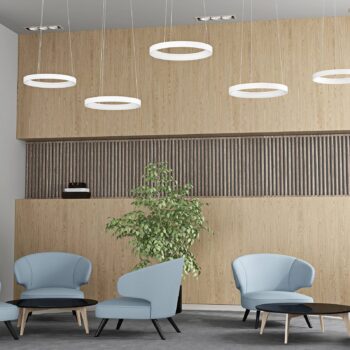 Arcchio LED závesné svetlo Vivy, Ø 38 cm, biela, kov