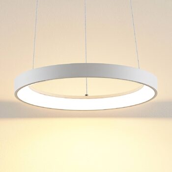 Arcchio LED závesné svetlo Vivy, Ø 38 cm, biela, kov