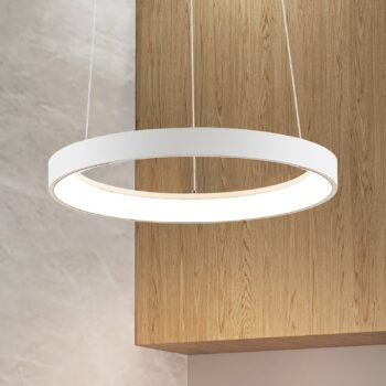 Arcchio LED závesné svetlo Vivy, Ø 38 cm, biela, kov