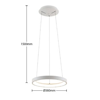 Arcchio LED závesné svetlo Vivy, Ø 38 cm, biela, kov