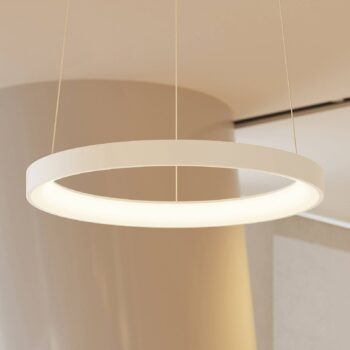 Arcchio LED závesné svetlo Vivy, Ø 58 cm, biela, kov