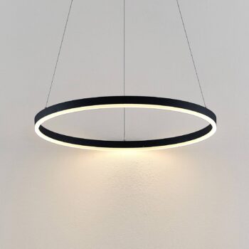 Arcchio LED závesné svietidlo Albiona, čierne, 1 krúžok, Ø 60 cm