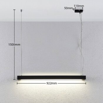 Arcchio LED závesné svietidlo Cuna, 92 cm, čierna, kov