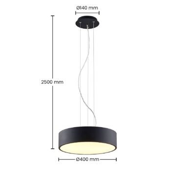 Arcchio LED závesné svietidlo Noabelle, čierna farba, 40 cm, kov