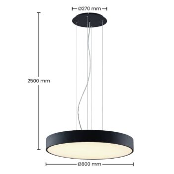 Arcchio Noabelle LED závesná lampa čierna, 80 cm
