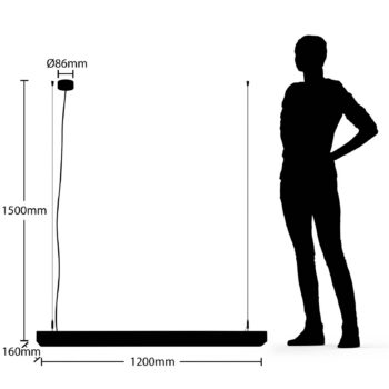 Arcchio Susi LED kancelárske závesné svietidlo, čierne, 120 cm, 4000K, DALI