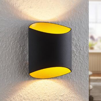 Arcchio Vilja nástenná lampa, čierna, zlatá oválna