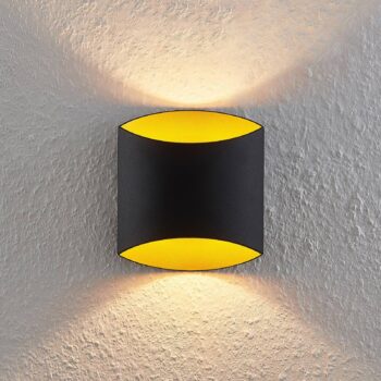 Arcchio Vilja nástenná lampa, čierna, zlatá oválna
