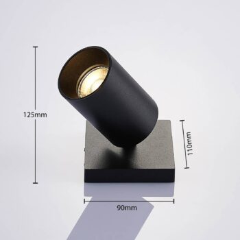 Arcchio bodové svetlá Brinja, čierne, hranaté, Ø 6cm, 1-pl., GU10
