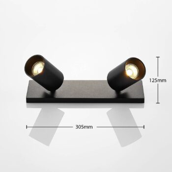 Arcchio bodové svetlá Brinja, čierne, hranaté, Ø 6cm, 2-fázové, GU10
