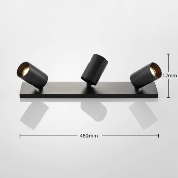 Arcchio bodové svetlá Brinja, čierne, hranaté, Ø 6cm, 3-pl., GU10