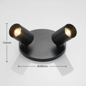 Arcchio bodové svetlá Brinja, čierne, okrúhle, Ø 6 cm, 2-pl., GU10